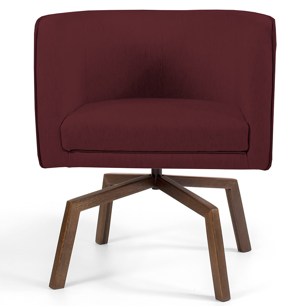 Kit 02 Poltronas Decorativas Giratória Base Ka Betina D02 Veludo Marsala B-278 - Lyam Decor