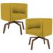Kit 02 Poltronas Decorativas Giratória Base Ka Betina D02 Veludo Mostarda B-279 - Lyam Decor