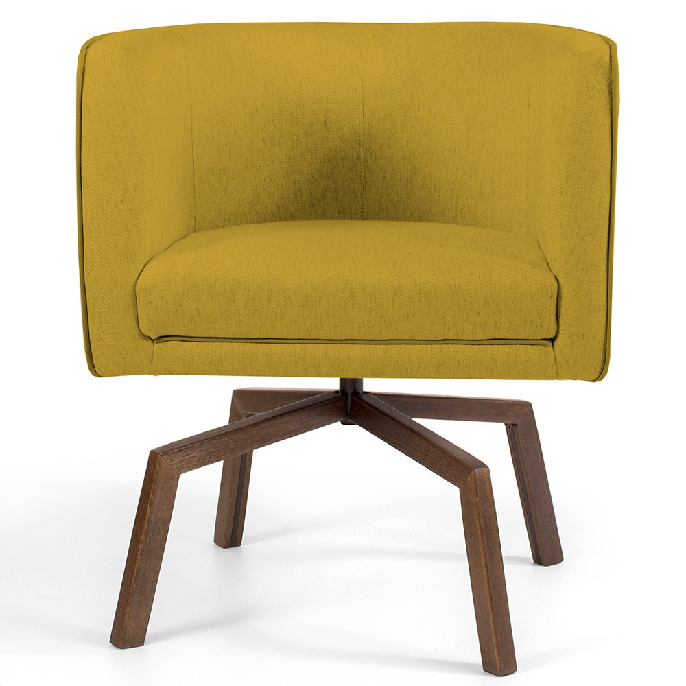 Kit 02 Poltronas Decorativas Giratória Base Ka Betina D02 Veludo Mostarda B-279 - Lyam Decor