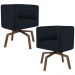 Kit 02 Poltronas Decorativas Giratória Base Ka Betina D02 Veludo Preto B-300 - Lyam Decor