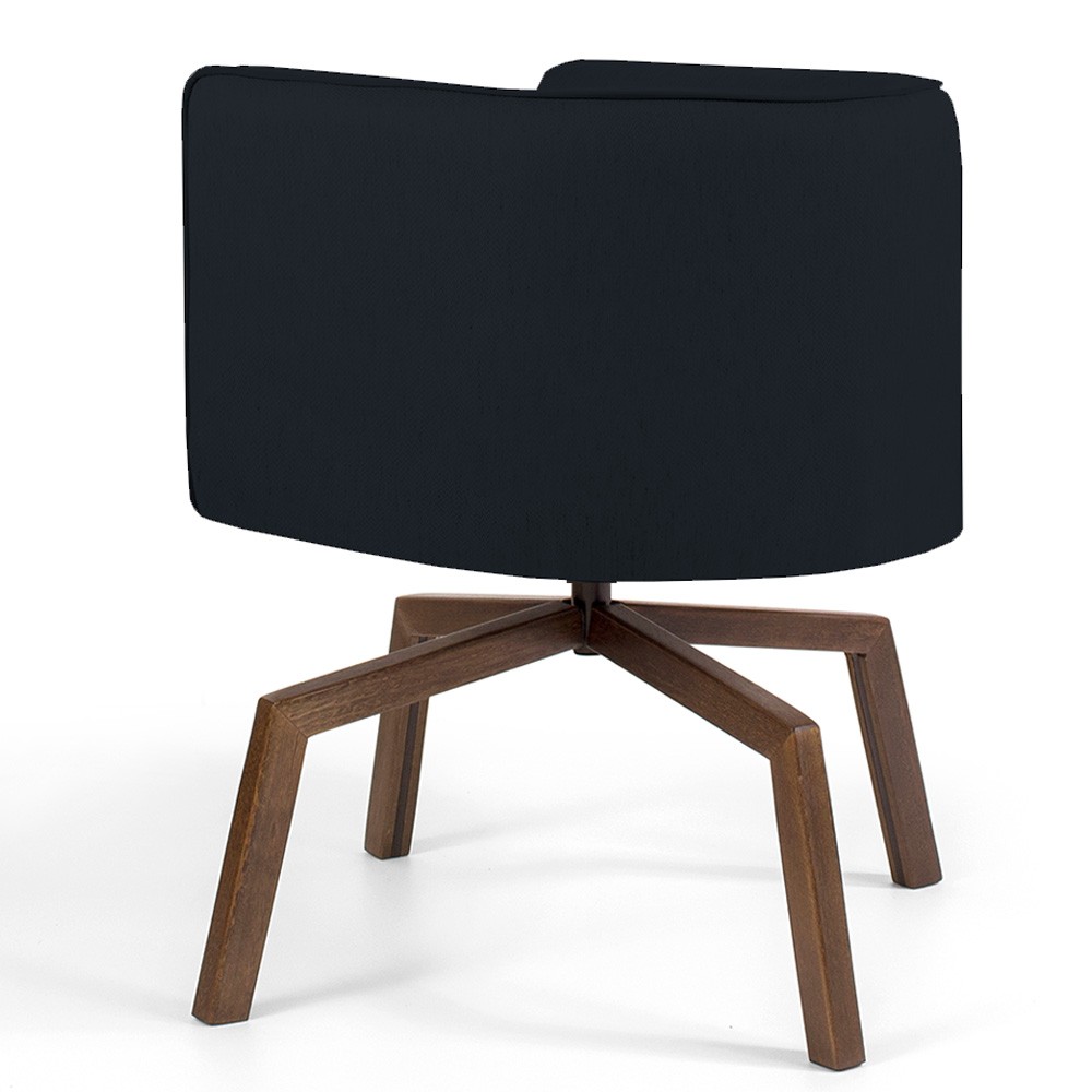 Kit 02 Poltronas Decorativas Giratória Base Ka Betina D02 Veludo Preto B-300 - Lyam Decor