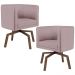 Kit 02 Poltronas Decorativas Giratória Base Ka Betina D02 Veludo Rosê B-305 - Lyam Decor