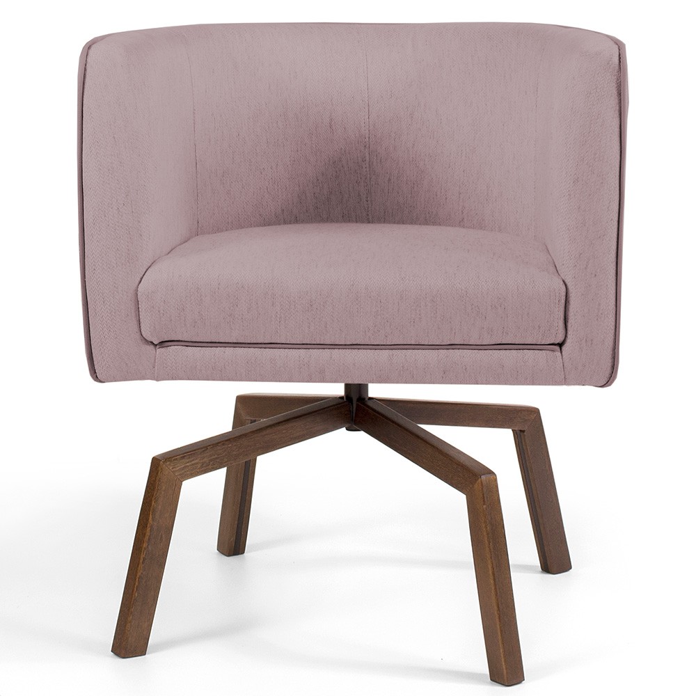 Kit 02 Poltronas Decorativas Giratória Base Ka Betina D02 Veludo Rosê B-305 - Lyam Decor