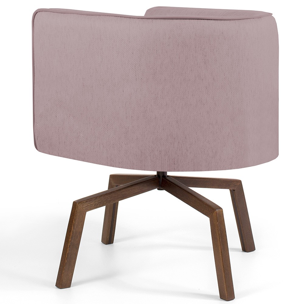 Kit 02 Poltronas Decorativas Giratória Base Ka Betina D02 Veludo Rosê B-305 - Lyam Decor