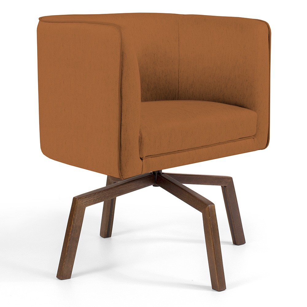 Kit 02 Poltronas Decorativas Giratória Base Ka Betina D02 Veludo Telha B-262 - Lyam Decor