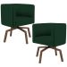 Kit 02 Poltronas Decorativas Giratória Base Ka Betina D02 Veludo Verde Musgo B-303 - Lyam Decor