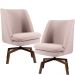 Kit 02 Poltronas Decorativas Giratória Base Ka Pérsia D02 Linho Bege C-107 - Lyam Decor