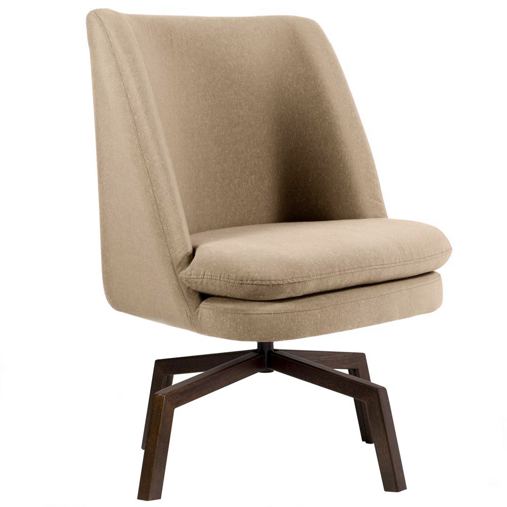 Kit 02 Poltronas Decorativas Giratória Base Ka Pérsia D02 Linho Bege C-129 - Lyam Decor