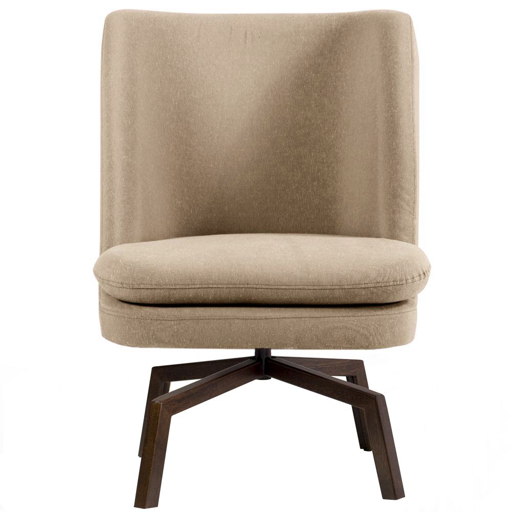 Kit 02 Poltronas Decorativas Giratória Base Ka Pérsia D02 Linho Bege C-129 - Lyam Decor