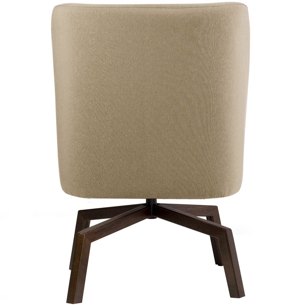 Kit 02 Poltronas Decorativas Giratória Base Ka Pérsia D02 Linho Bege C-129 - Lyam Decor