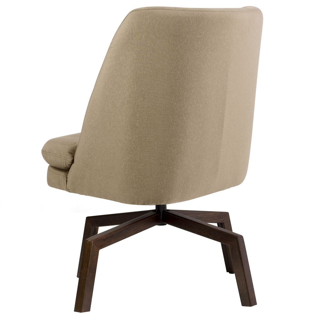 Kit 02 Poltronas Decorativas Giratória Base Ka Pérsia D02 Linho Bege C-129 - Lyam Decor