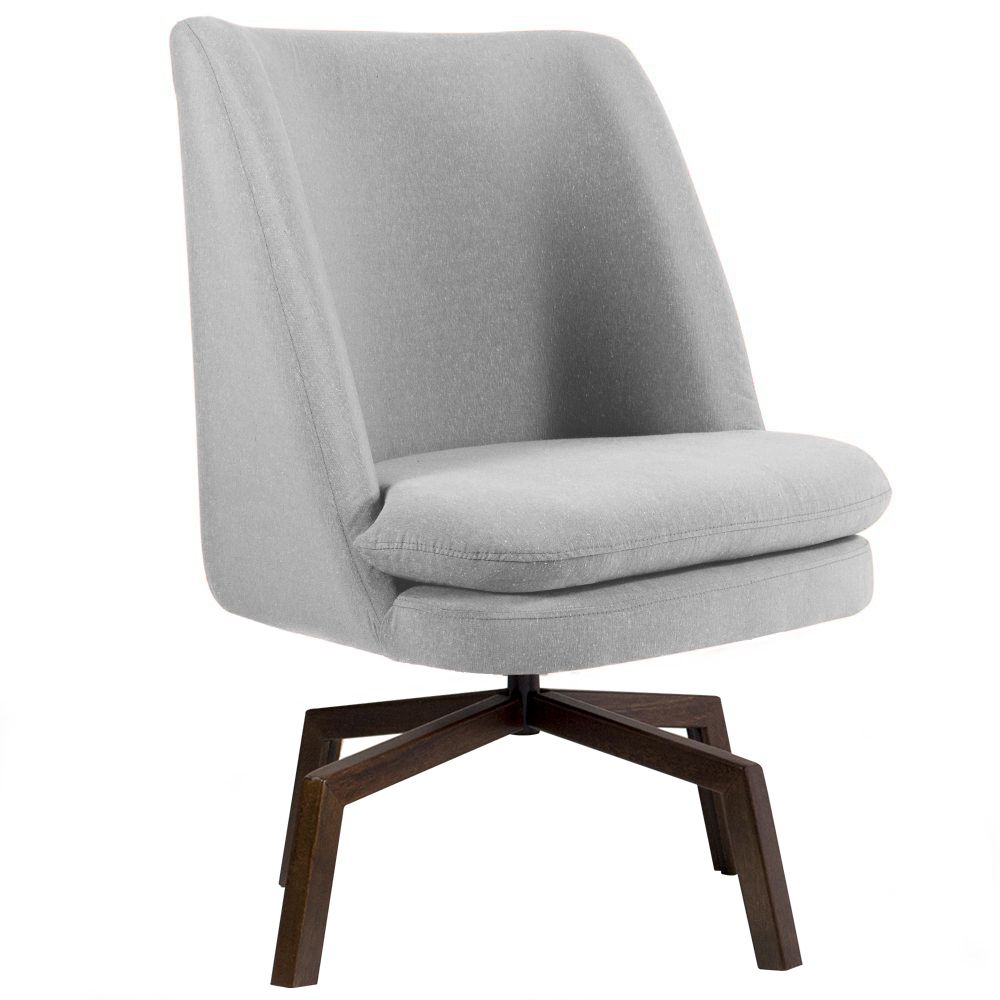 Kit 02 Poltronas Decorativas Giratória Base Ka Pérsia D02 Linho Cinza C-315 - Lyam Decor