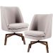 Kit 02 Poltronas Decorativas Giratória Base Ka Pérsia D02 Rústico Bege C-316 - Lyam Decor