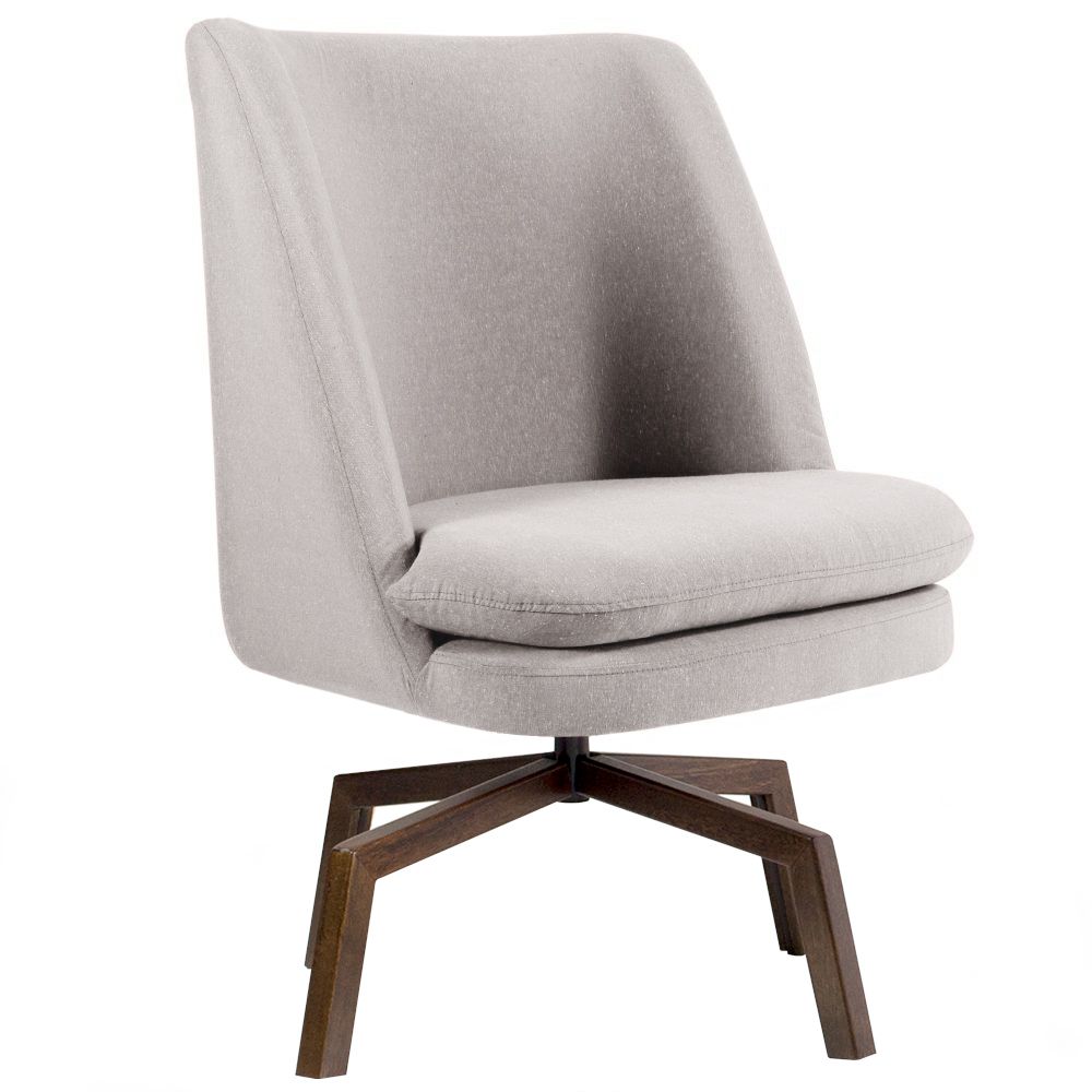Kit 02 Poltronas Decorativas Giratória Base Ka Pérsia D02 Rústico Bege C-316 - Lyam Decor
