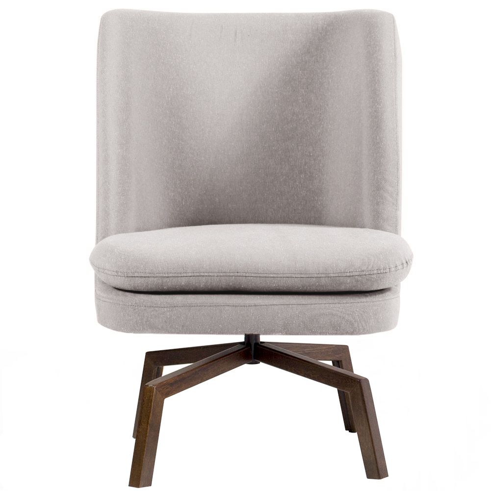 Kit 02 Poltronas Decorativas Giratória Base Ka Pérsia D02 Rústico Bege C-316 - Lyam Decor