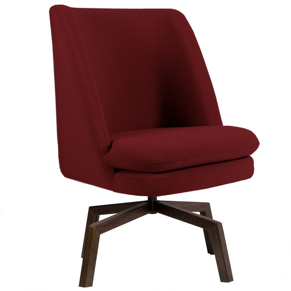Kit 02 Poltronas Decorativas Giratória Base Ka Pérsia D02 Veludo Marsala B-278 - Lyam Decor