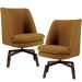 Kit 02 Poltronas Decorativas Giratória Base Ka Pérsia D02 Veludo Mostarda B-260 - Lyam Decor