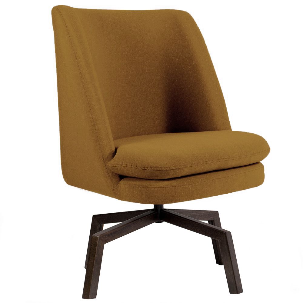 Kit 02 Poltronas Decorativas Giratória Base Ka Pérsia D02 Veludo Mostarda B-260 - Lyam Decor