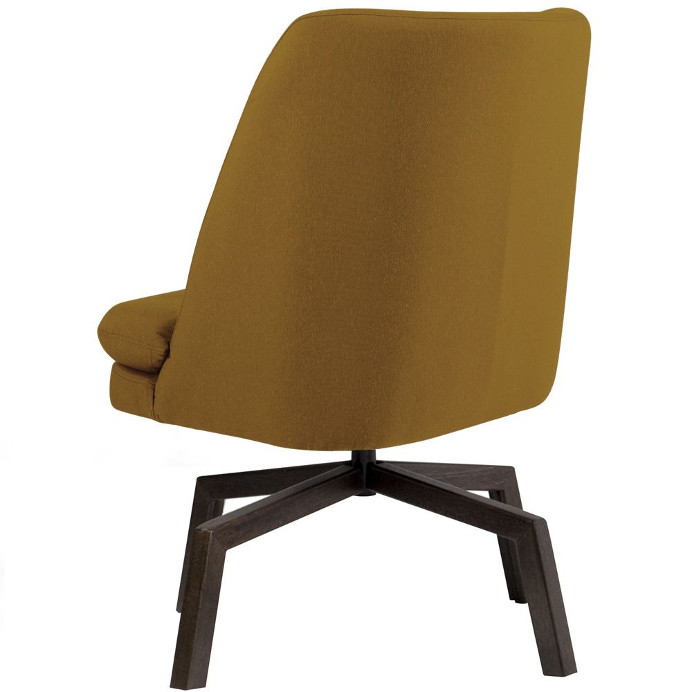 Kit 02 Poltronas Decorativas Giratória Base Ka Pérsia D02 Veludo Mostarda B-260 - Lyam Decor