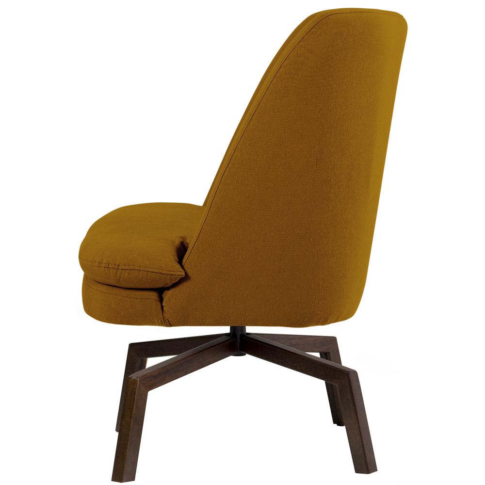 Kit 02 Poltronas Decorativas Giratória Base Ka Pérsia D02 Veludo Mostarda B-260 - Lyam Decor