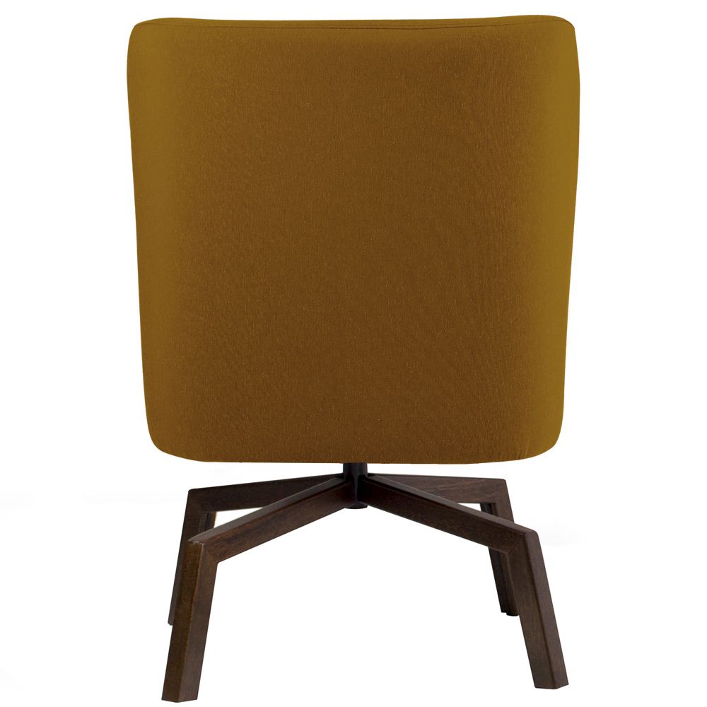Kit 02 Poltronas Decorativas Giratória Base Ka Pérsia D02 Veludo Mostarda B-260 - Lyam Decor