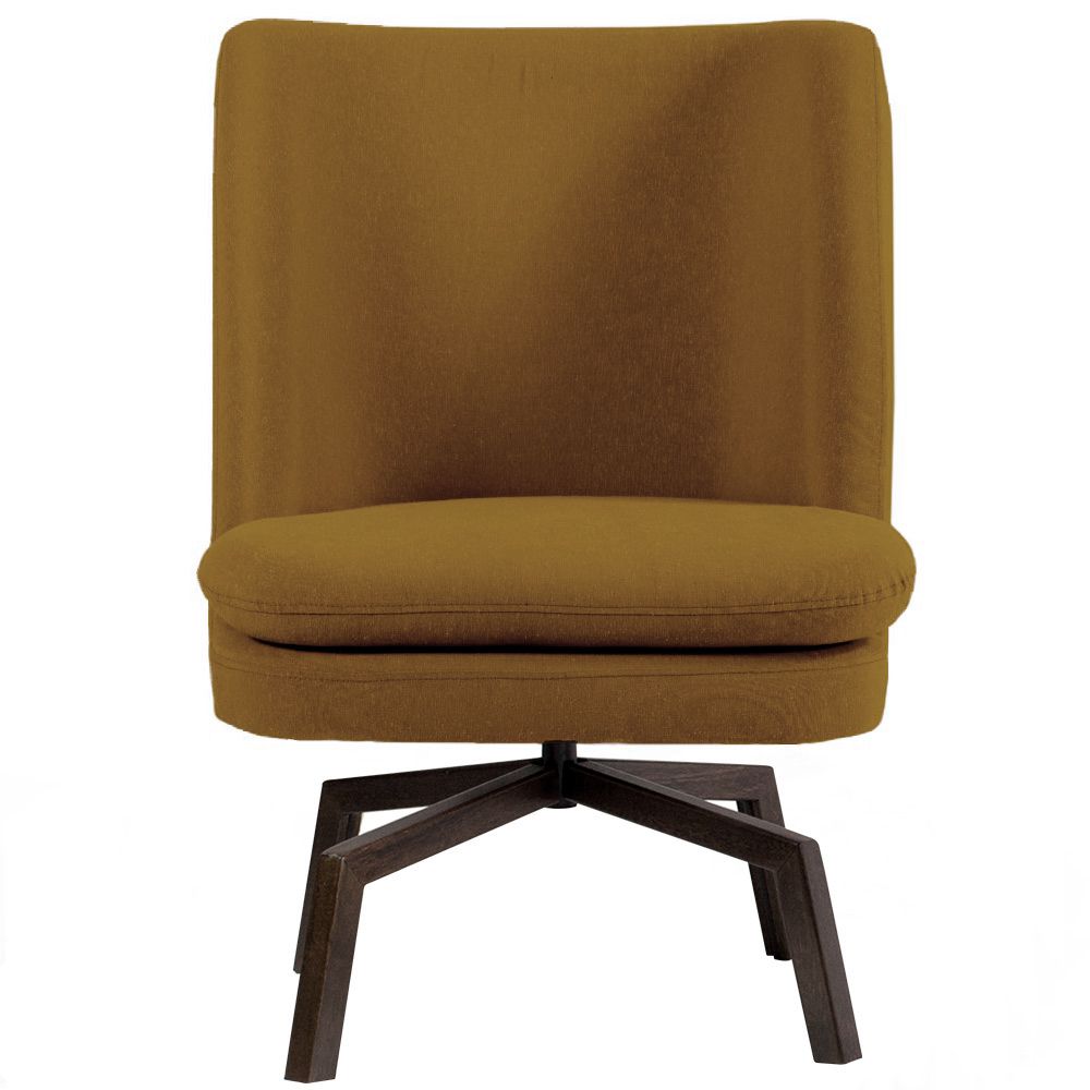 Kit 02 Poltronas Decorativas Giratória Base Ka Pérsia D02 Veludo Mostarda B-260 - Lyam Decor