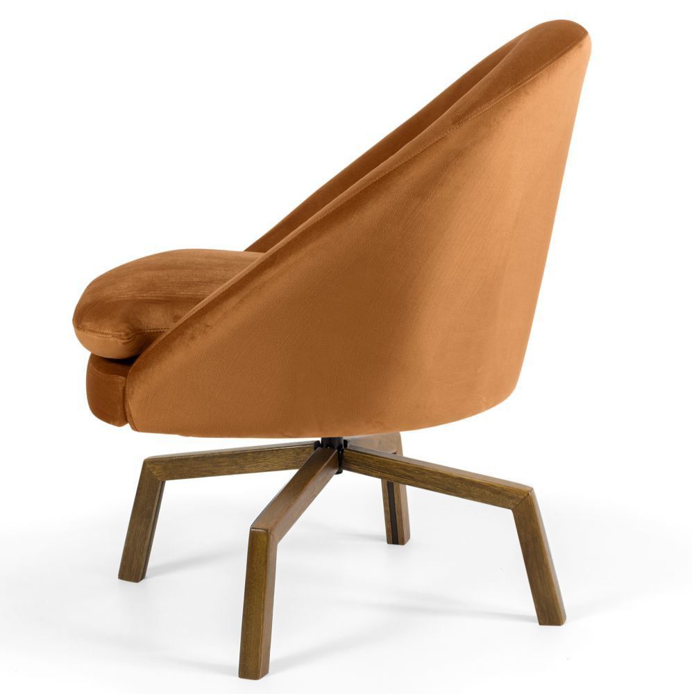 Kit 02 Poltronas Decorativas Giratória Base Ka Rafa D02 Veludo Telha B-262 - Lyam Decor