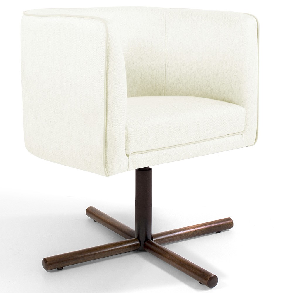 Kit 02 Poltronas Decorativas Giratória Base X Betina D02 Corano Bege C-26 - Lyam Decor