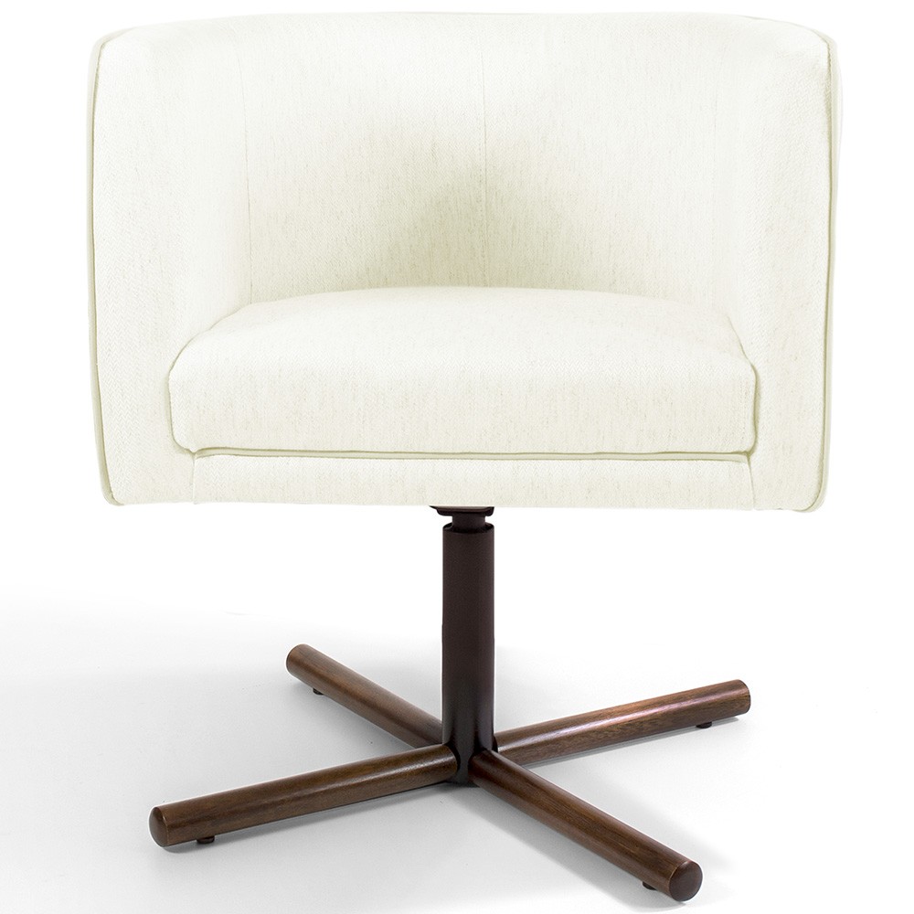 Kit 02 Poltronas Decorativas Giratória Base X Betina D02 Corano Bege C-26 - Lyam Decor