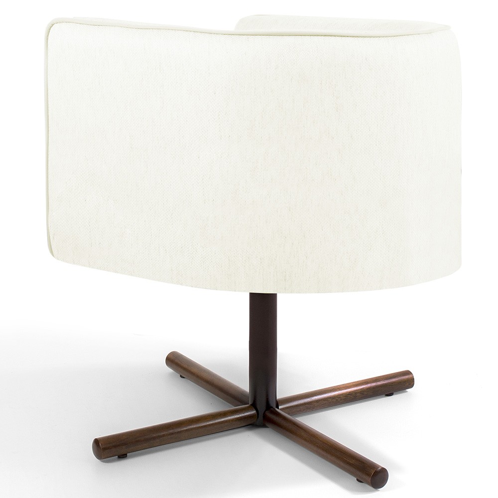 Kit 02 Poltronas Decorativas Giratória Base X Betina D02 Corano Bege C-26 - Lyam Decor