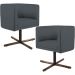 Kit 02 Poltronas Decorativas Giratória Base X Betina D02 Corano Cinza C-03 - Lyam Decor