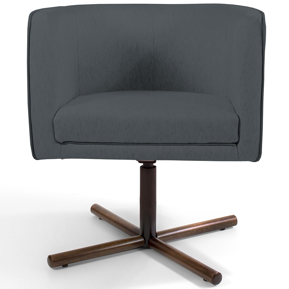 Kit 02 Poltronas Decorativas Giratória Base X Betina D02 Corano Cinza C-03 - Lyam Decor