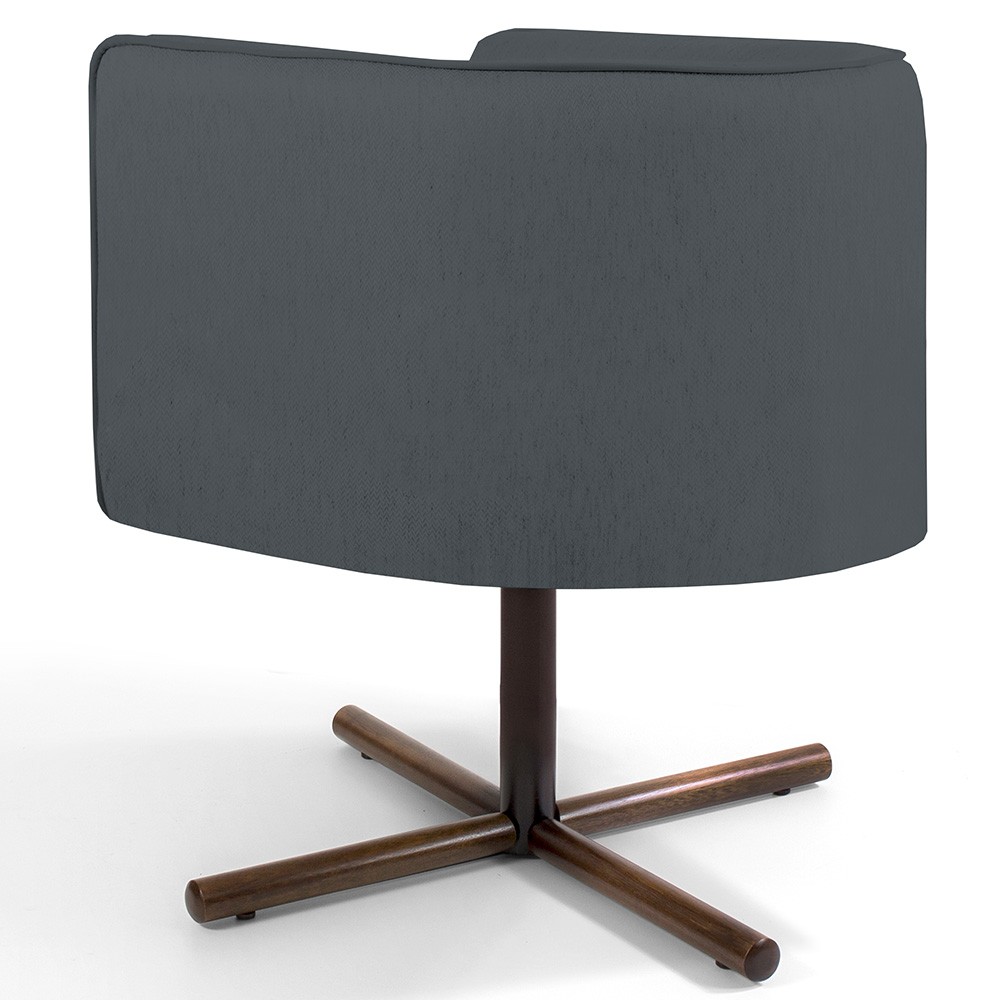 Kit 02 Poltronas Decorativas Giratória Base X Betina D02 Corano Cinza C-03 - Lyam Decor