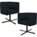 Kit 02 Poltronas Decorativas Giratória Base X Betina D02 Corano Preto C-05 - Lyam Decor