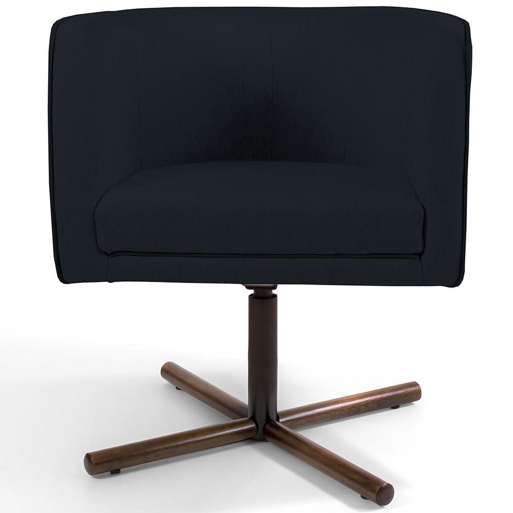Kit 02 Poltronas Decorativas Giratória Base X Betina D02 Corano Preto C-05 - Lyam Decor