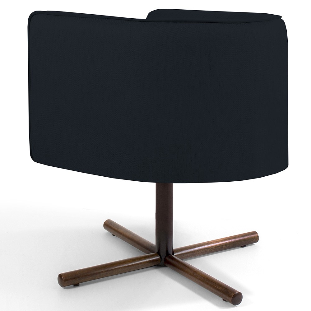 Kit 02 Poltronas Decorativas Giratória Base X Betina D02 Corano Preto C-05 - Lyam Decor