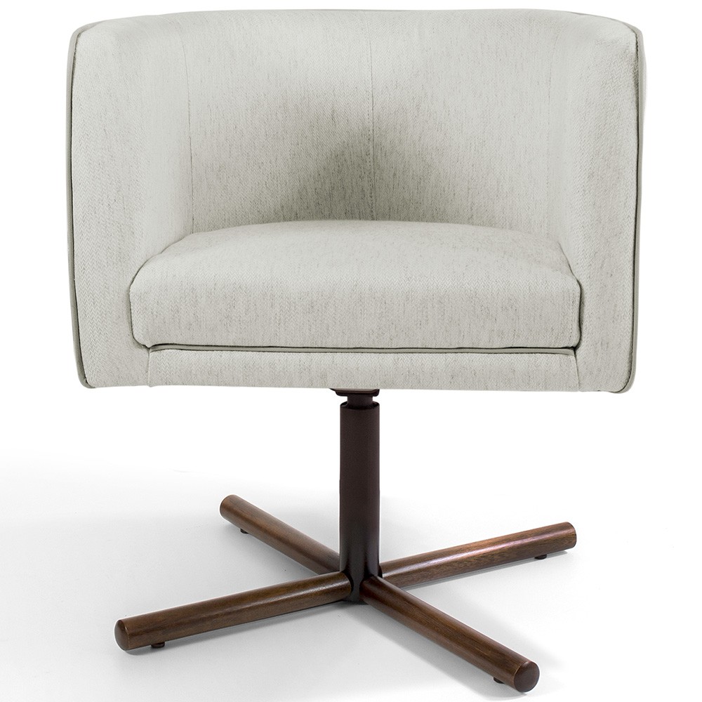 Kit 02 Poltronas Decorativas Giratória Base X Betina D02 Linho Bege C-107 - Lyam Decor
