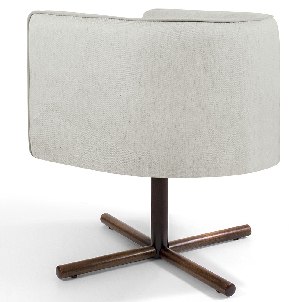 Kit 02 Poltronas Decorativas Giratória Base X Betina D02 Linho Bege C-107 - Lyam Decor