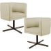 Kit 02 Poltronas Decorativas Giratória Base X Betina D02 Linho Bege C-129 - Lyam Decor