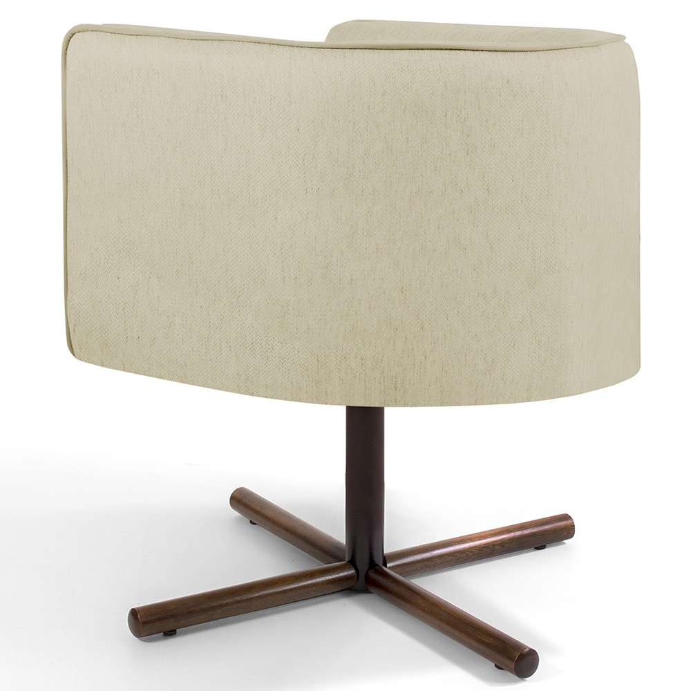 Kit 02 Poltronas Decorativas Giratória Base X Betina D02 Linho Bege C-129 - Lyam Decor