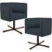 Kit 02 Poltronas Decorativas Giratória Base X Betina D02 Linho Chumbo C-465 - Lyam Decor
