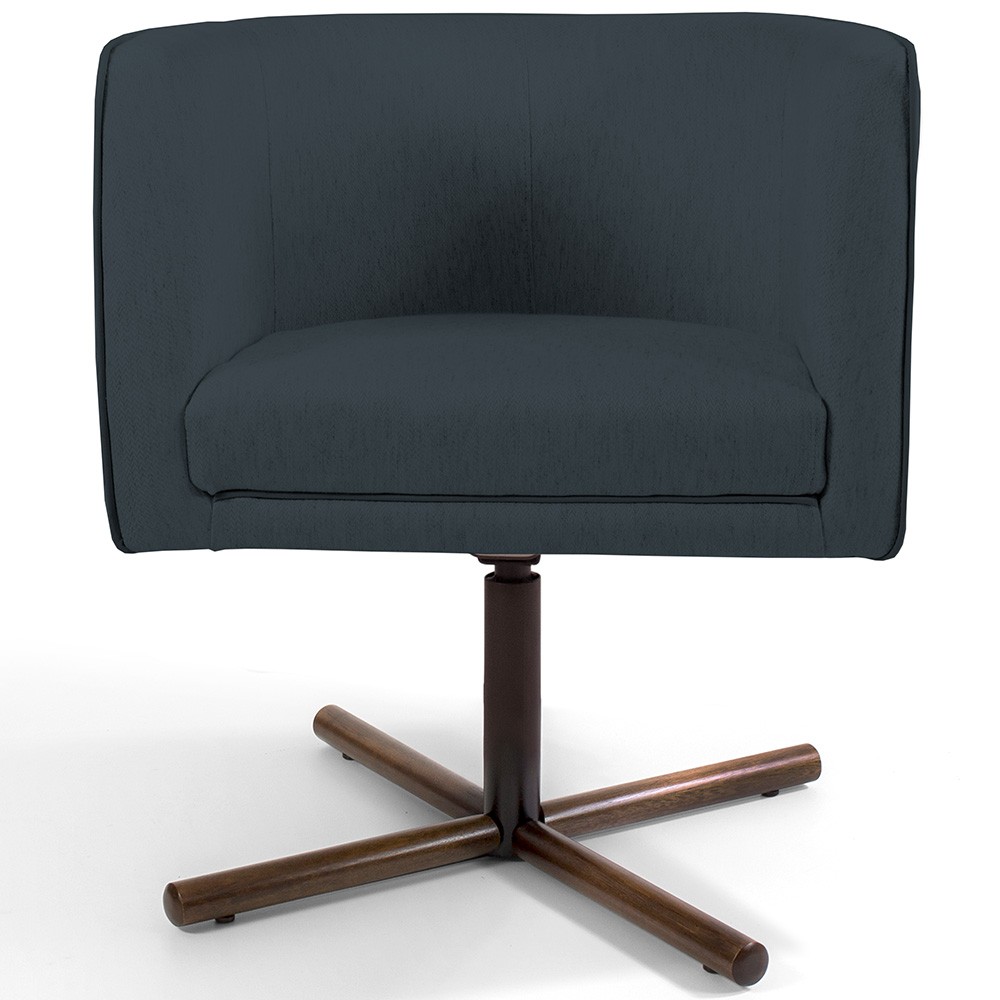 Kit 02 Poltronas Decorativas Giratória Base X Betina D02 Linho Chumbo C-465 - Lyam Decor