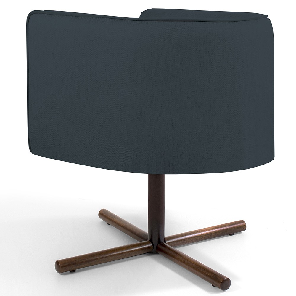 Kit 02 Poltronas Decorativas Giratória Base X Betina D02 Linho Chumbo C-465 - Lyam Decor