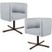 Kit 02 Poltronas Decorativas Giratória Base X Betina D02 Linho Cinza C-315 - Lyam Decor