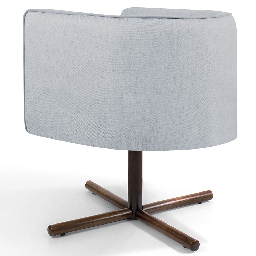 Kit 02 Poltronas Decorativas Giratória Base X Betina D02 Linho Cinza C-315 - Lyam Decor