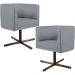 Kit 02 Poltronas Decorativas Giratória Base X Betina D02 Linho Cinza C-416 - Lyam Decor