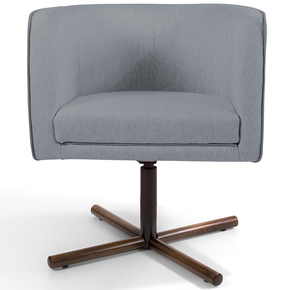 Kit 02 Poltronas Decorativas Giratória Base X Betina D02 Linho Cinza C-416 - Lyam Decor