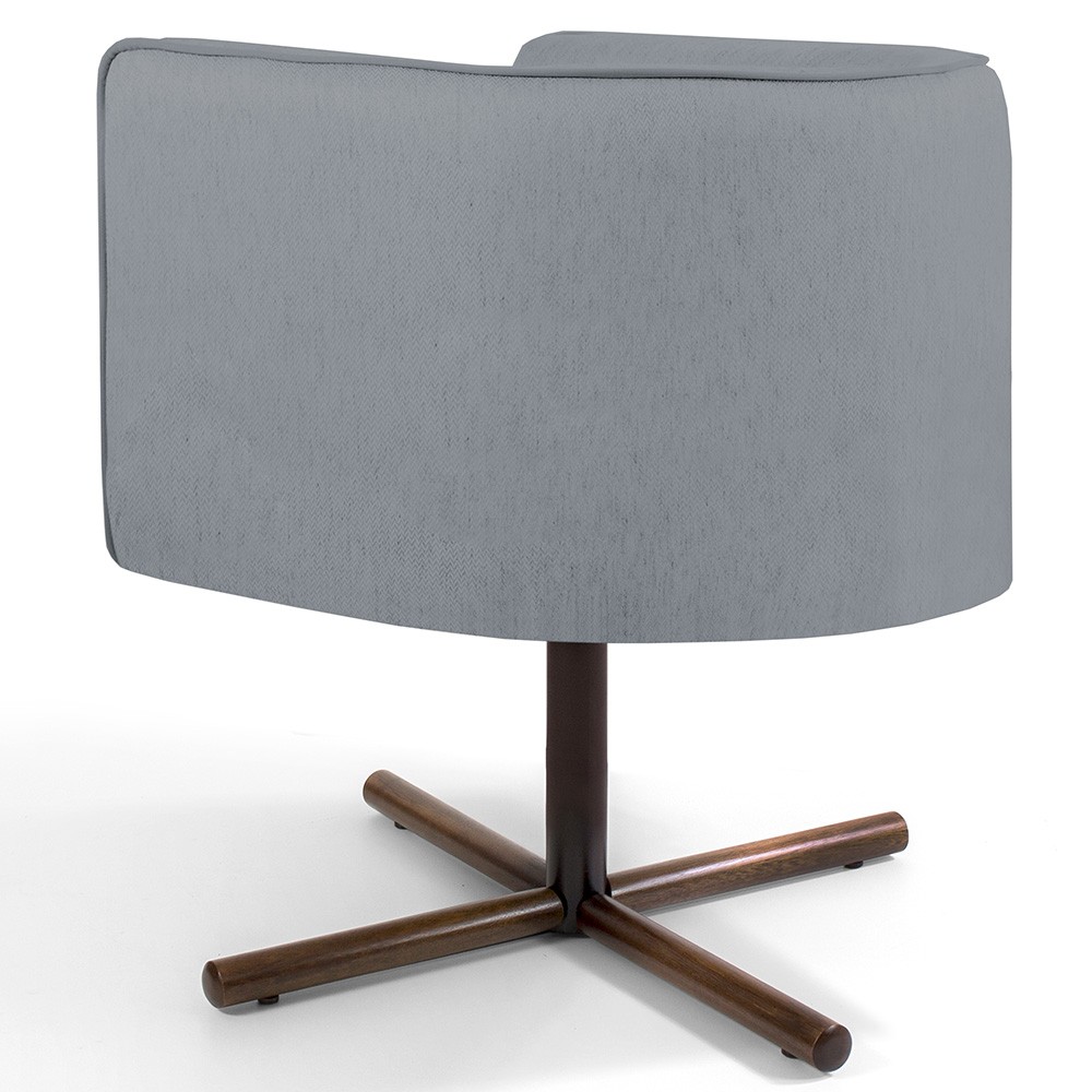 Kit 02 Poltronas Decorativas Giratória Base X Betina D02 Linho Cinza C-416 - Lyam Decor