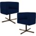 Kit 02 Poltronas Decorativas Giratória Base X Betina D02 Veludo Azul Oxford B-304 - Lyam Decor