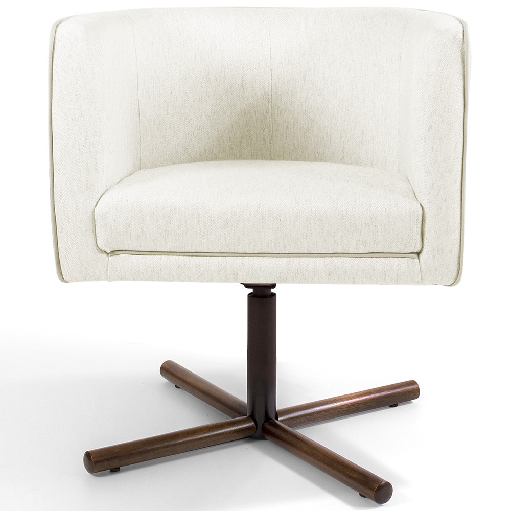 Kit 02 Poltronas Decorativas Giratória Base X Betina D02 Veludo Bege B-309 - Lyam Decor